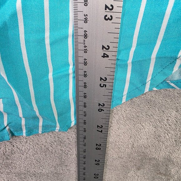 Womens Grand & Greene Blue & White Striped Blouse Button Up Long Sleeve Rayon M - Picture 6 of 8